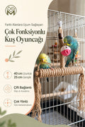 Çok Fonksiyonlu Kuş Oyuncağı 40x25 cm Jüt Tünek Muhabbet Kuşu ve Sultan Papağanı