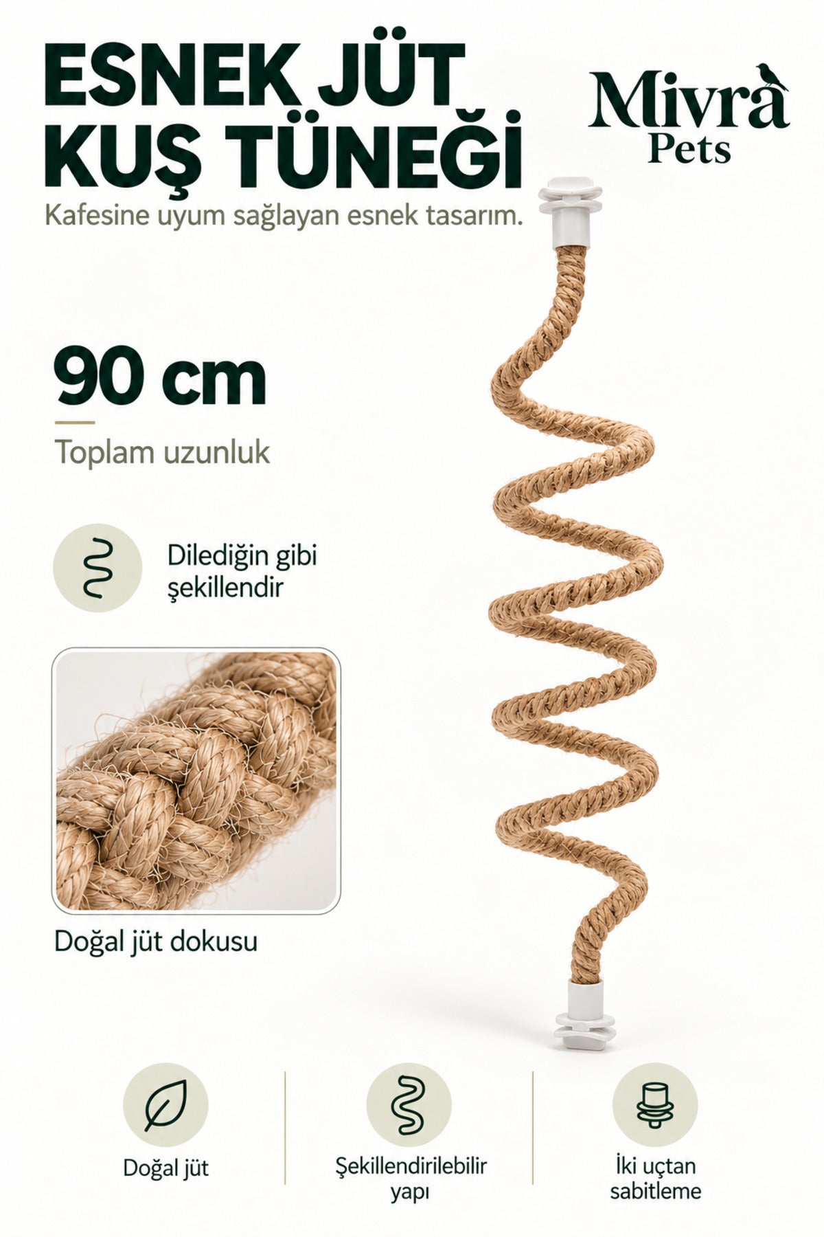 90 cm Esnek Kuş Tüneği – Kafesine Göre Şekillendir