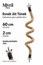 Esnek Jüt Kuş Tüneği 60 cm – 2 cm Kalınlık, Kelebek Vidalı Kafes Tüneği