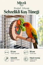 Doğal Ahşap Gövdeli Kuş Oyuncağı Sebze ve Meyve Tutuculu Kafes Aksesuarı