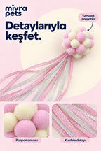 Ponponlu Kedi Oyuncağı – Kurdeleli Yumuşak Oyun Topu