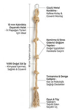 Papağan Stres İpi 80 cm 10mm Kalın Jüt Halat Tırmanma Oyuncağı Karabinalı Doğal Kuş Oyuncağı