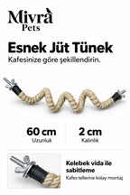 Esnek Jüt Kuş Tüneği 60 cm – 2 cm Kalınlık, Kelebek Vidalı Kafes Tüneği