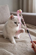 Kedi Oltası 40 cm – Ponponlu, Zilli ve Kurdeleli İnteraktif Kedi Oyuncağı