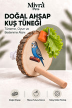 Doğal Ahşap Gövdeli Kuş Oyuncağı Sebze ve Meyve Tutuculu Kafes Aksesuarı