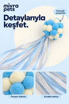 Ponponlu Kedi Oyuncağı – Kurdeleli Yumuşak Oyun Topu